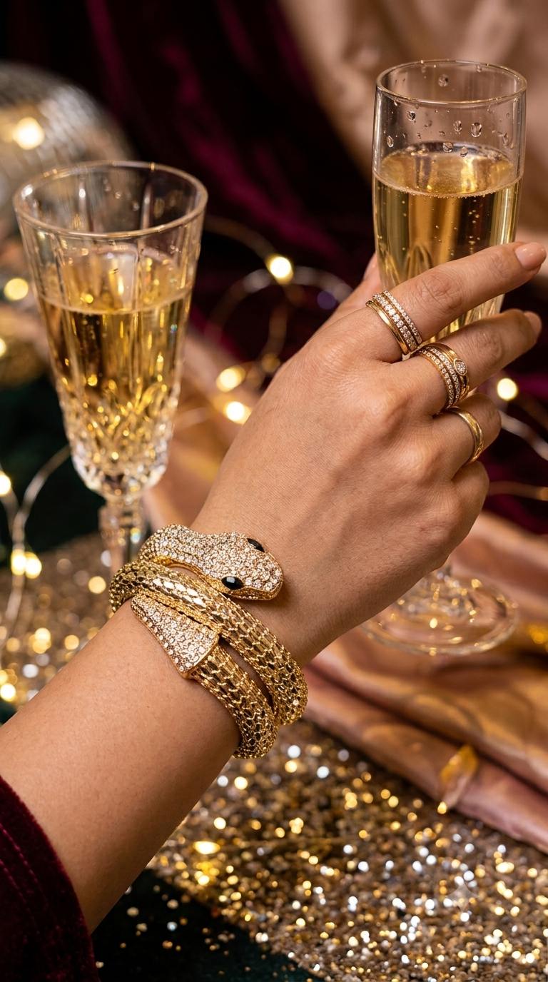 Serpentine Luxe Crystal Snake Bracelet
