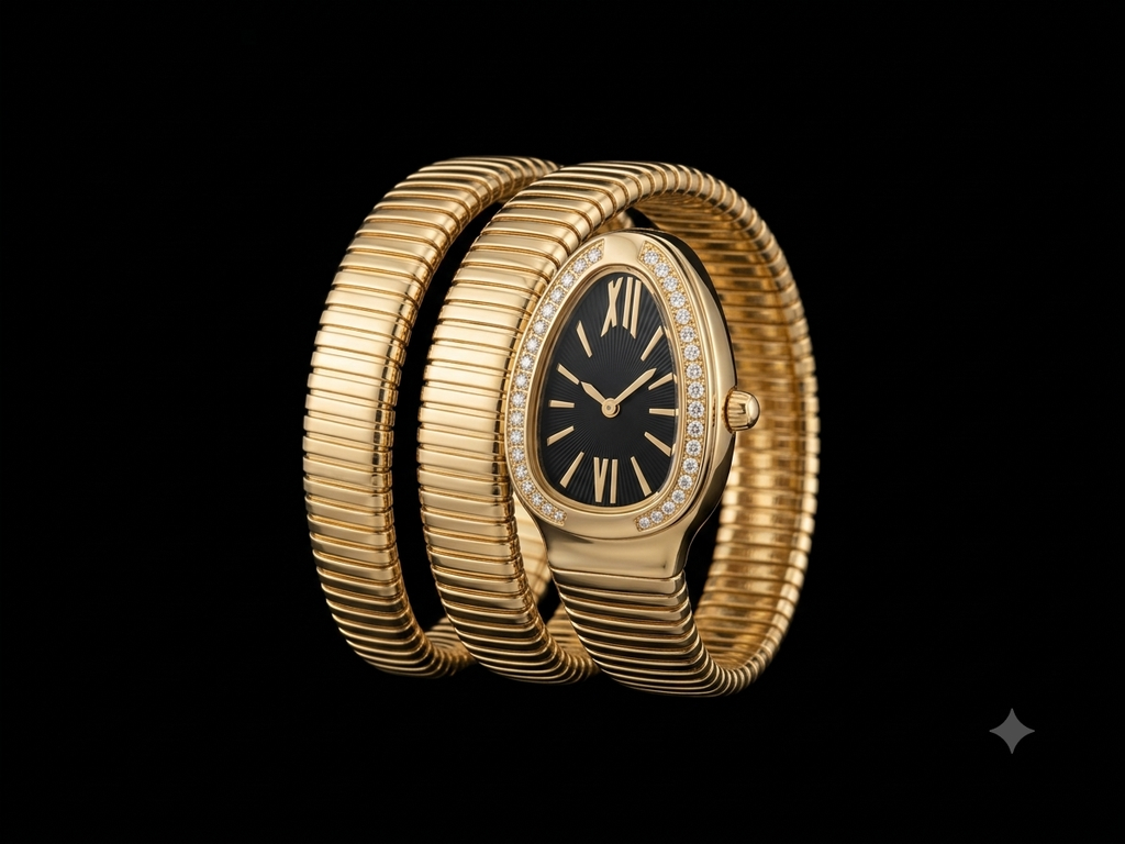 Luxury Gold-Tone Serpentine Bracelet Watch