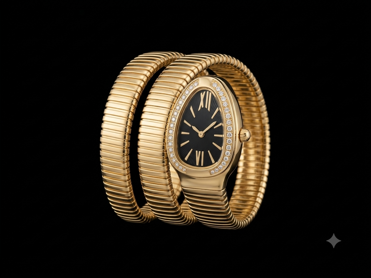 Luxury Gold-Tone Serpentine Bracelet Watch