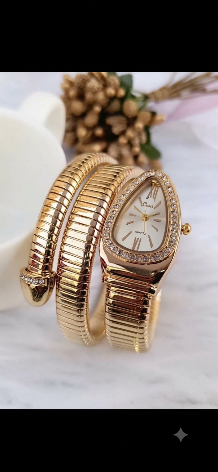 Luxury Gold-Tone Serpentine Bracelet Watch