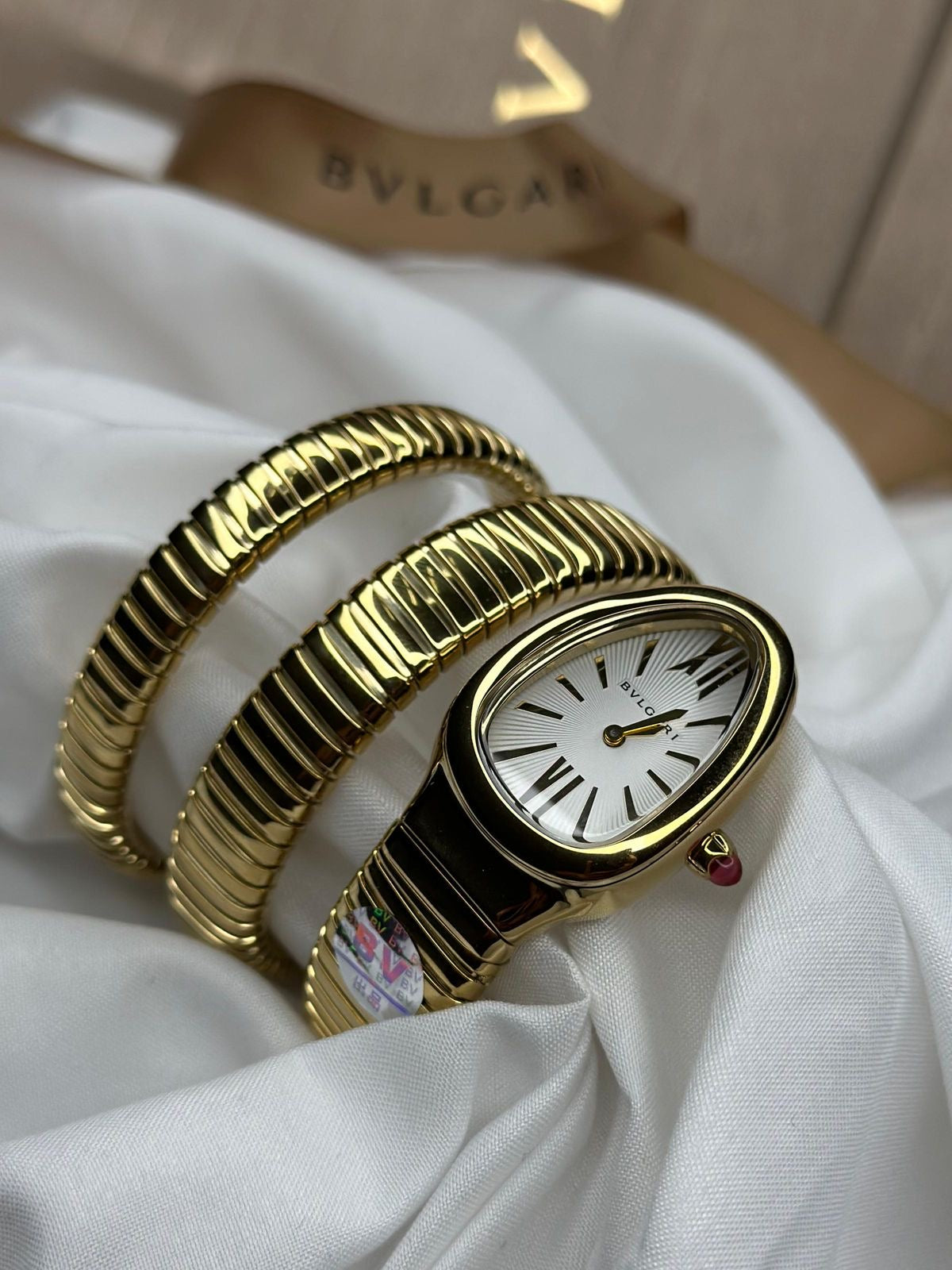 Luxury Gold-Tone Serpentine Bracelet Watch