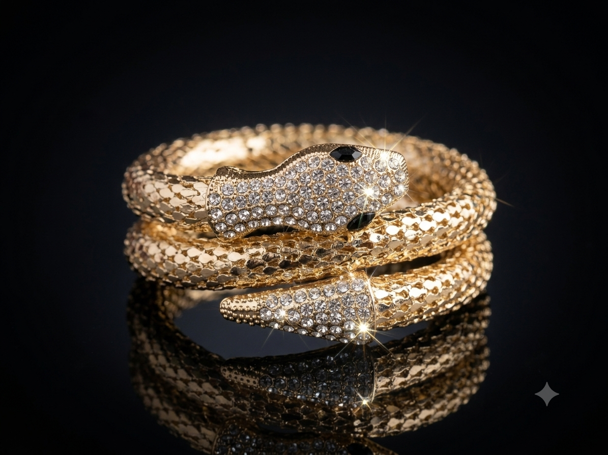Serpentine Luxe Crystal Snake Bracelet
