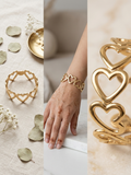 Gold Open Heart Link Bracelet – Cutout Heart Chain Cuff Bangle