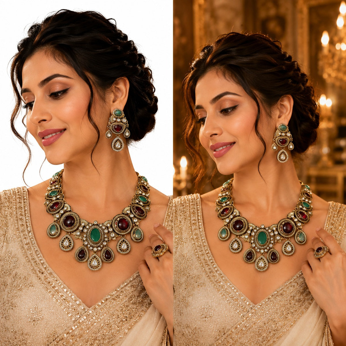 Royal Turkish Multi Colored Polki Necklace
