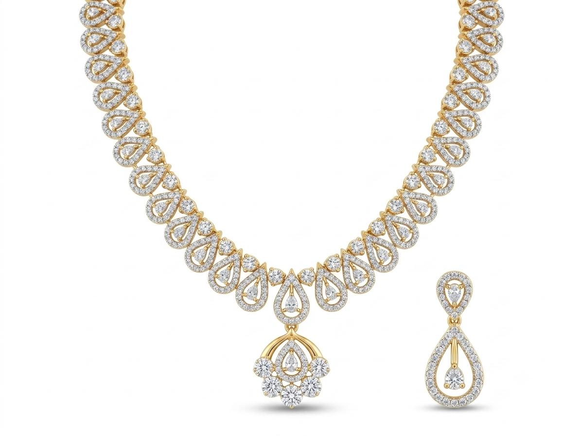 Luxury Teardrop CZ Necklace Set