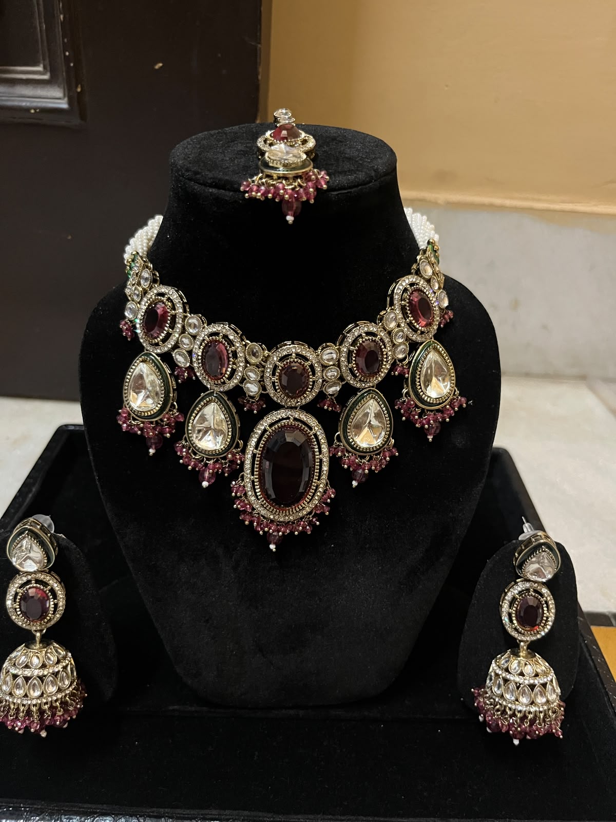 Royal Kundan & Ruby Stone Choker Necklace Set