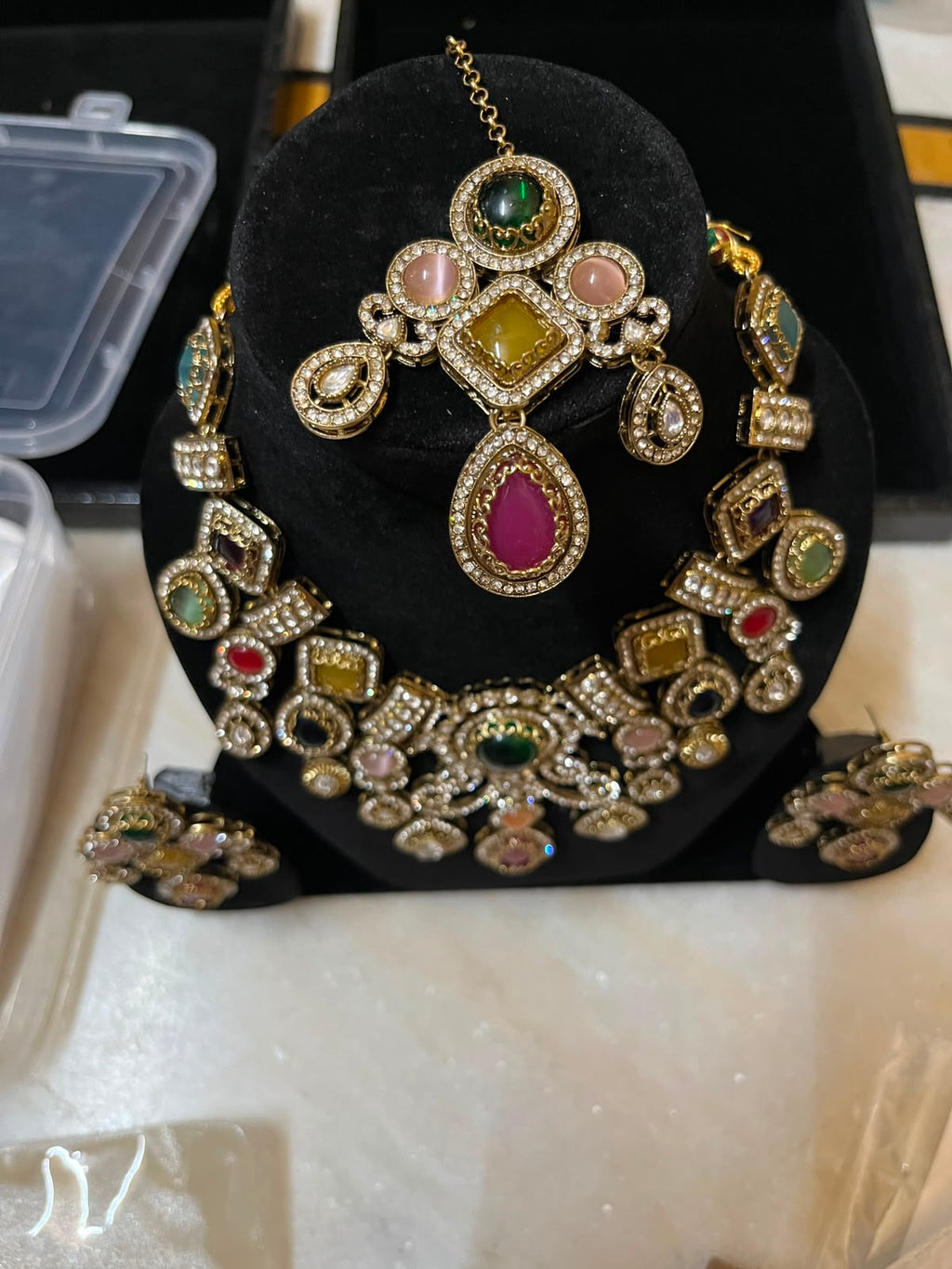 Royal Turkish Navratna Kundan Statement Necklace Set