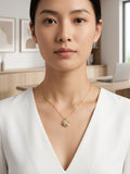White diamond Rose korean minimal chain pendant set