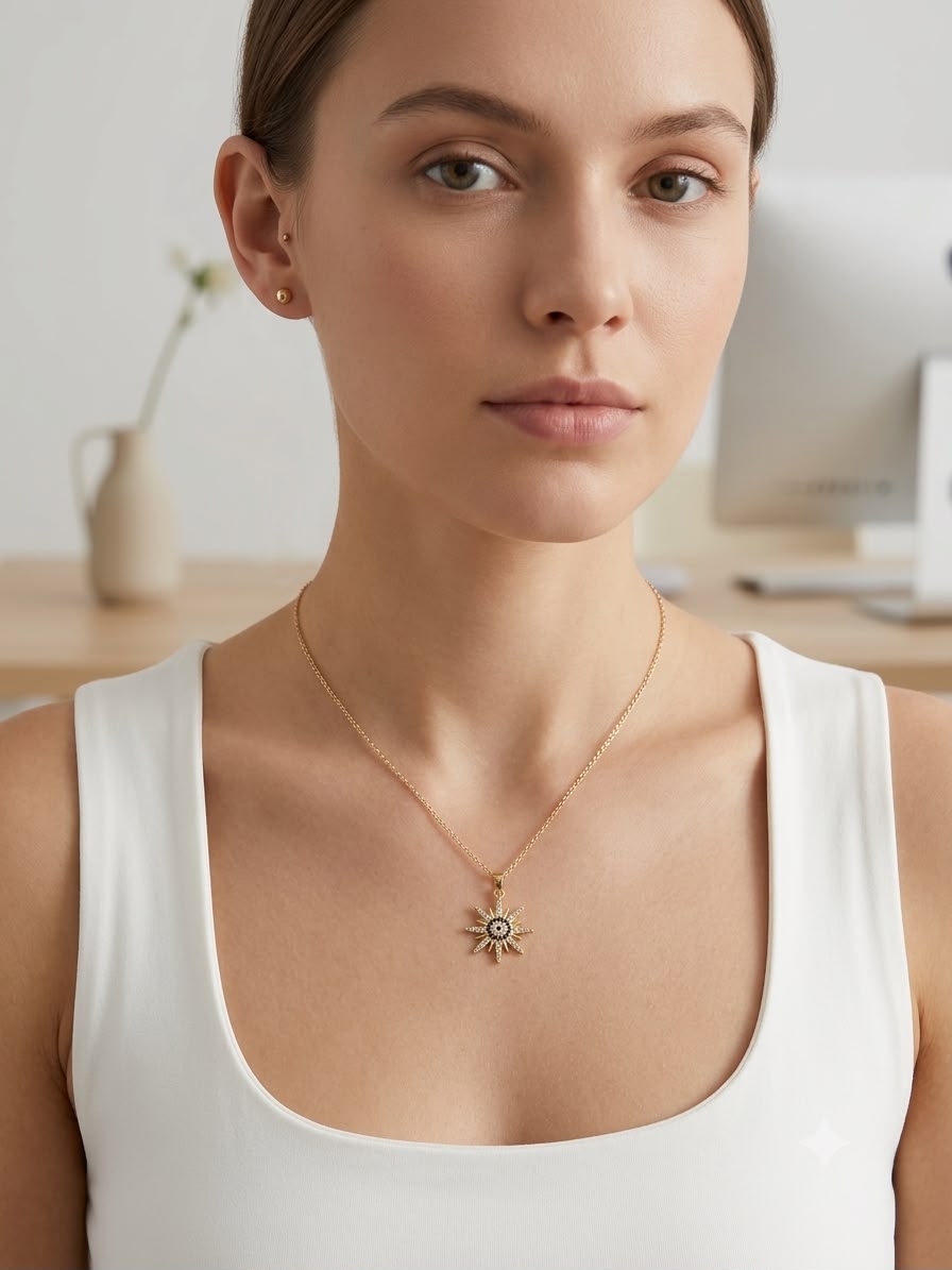 Golden Sun minimal chain pendant set
