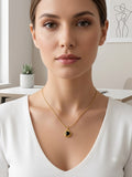 Black stone  minimal chain pendant set