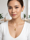 Golden Heart With Earrings minimal chain pendant set