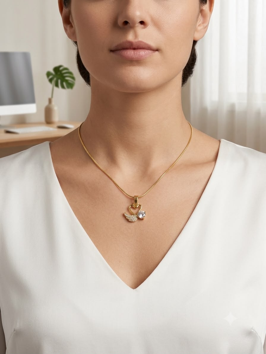 Couple Duck minimal chain pendant set