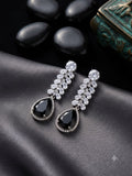 Black Stone Crystal Drop Earrings