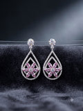Elegant Pink Floral Teardrop Earrings