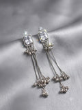 Silver-Toned Crystal Drop Earrings