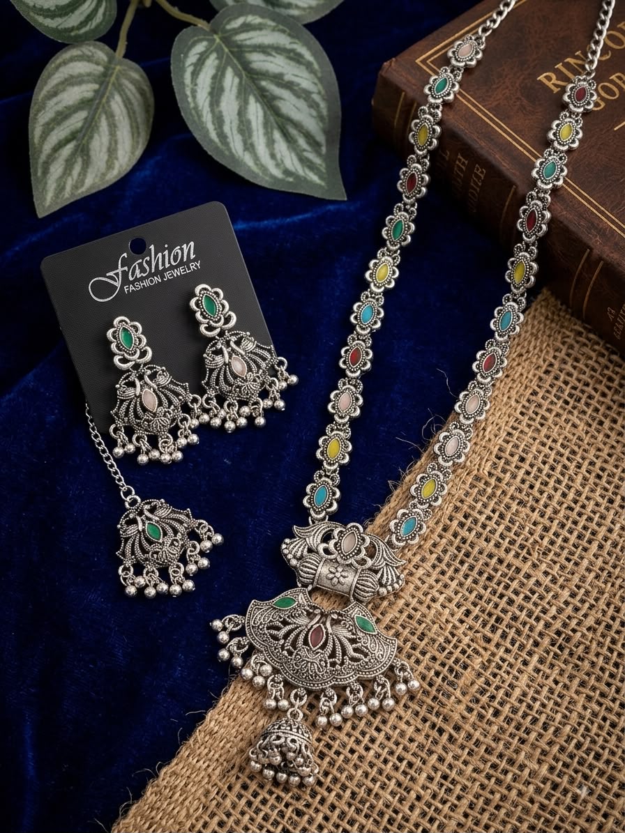 Multicolor Oxidized Heritage Necklace Set