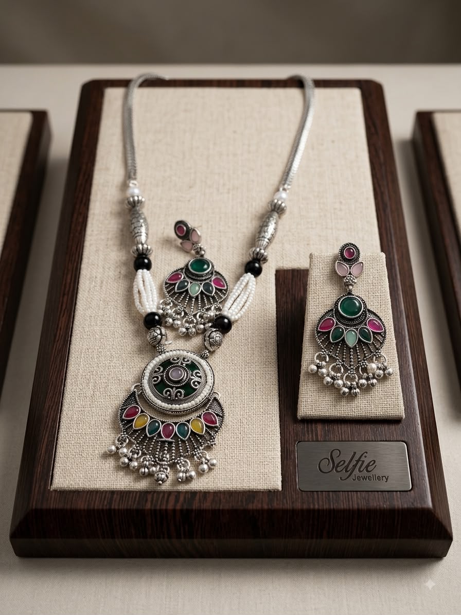 Multicolor Oxidized Heritage Statement Jewellery Set
