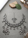 Oxidized Silver Peacock-Inspired Heritage Jewellery Set