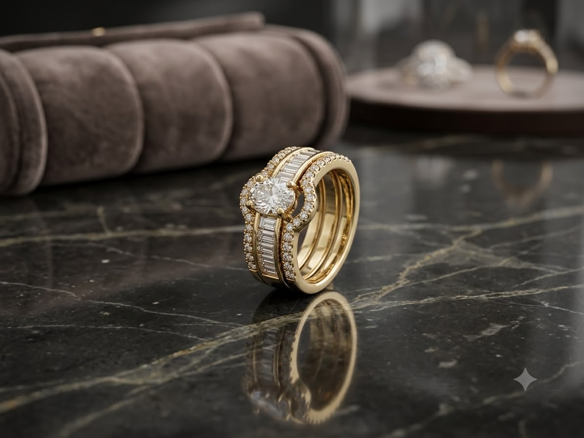 Luxurious Golden with white diamong ring