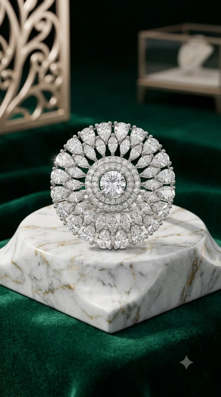Royal Floral Halo Ring