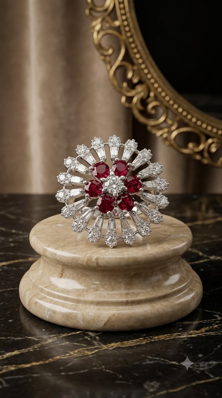 Ruby Floral Statement Ring