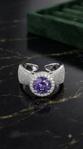 Royal Purple Halo Statement Ring