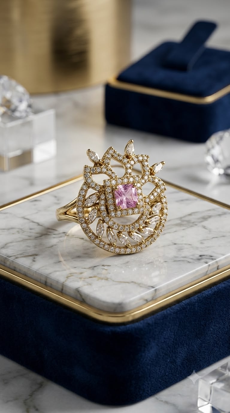 Enchanted Blossom Pink Gemstone Ring
