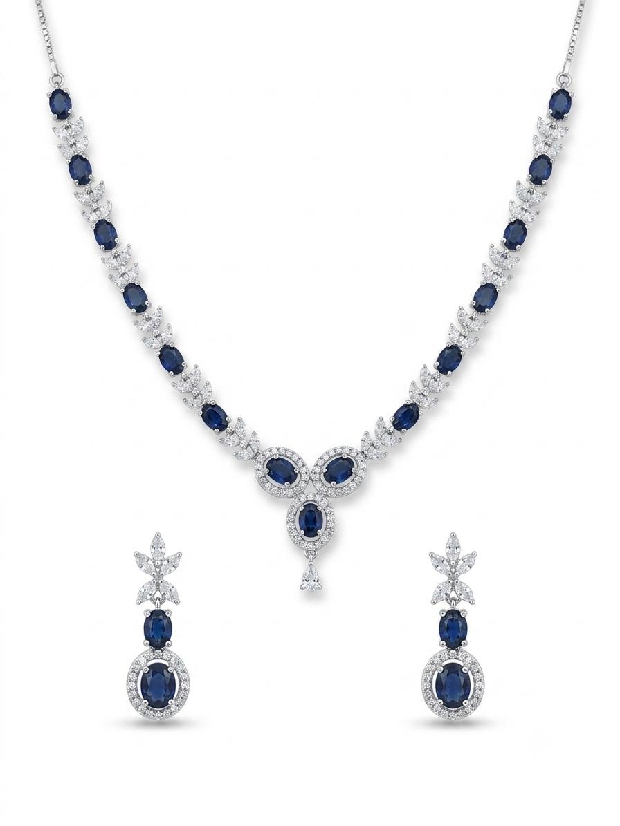 Ruby Red American Diamond Necklace Set