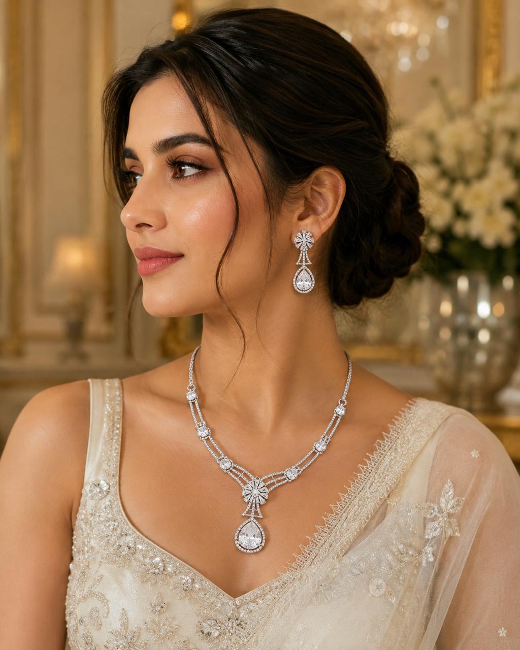 Silver Tear Drop style Ad Necklace
