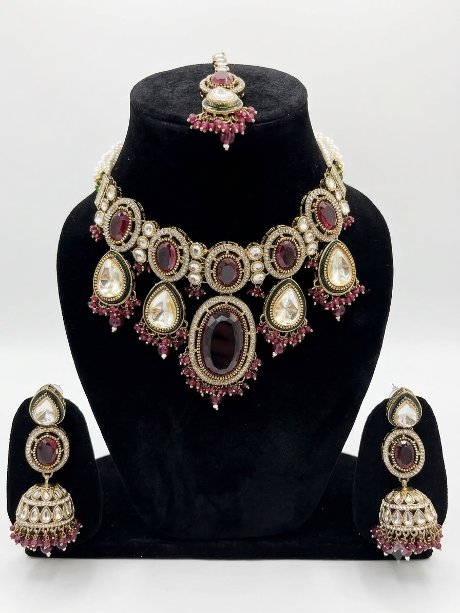 Royal Kundan & Ruby Stone Choker Necklace Set