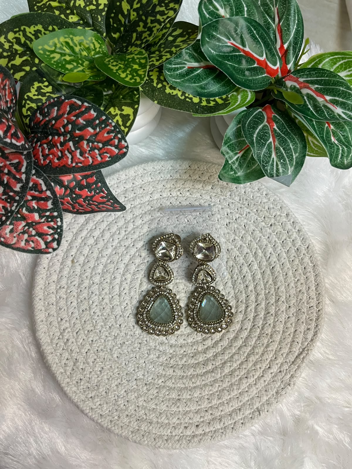 Regal Three-Tier Kundan Drop Earrings