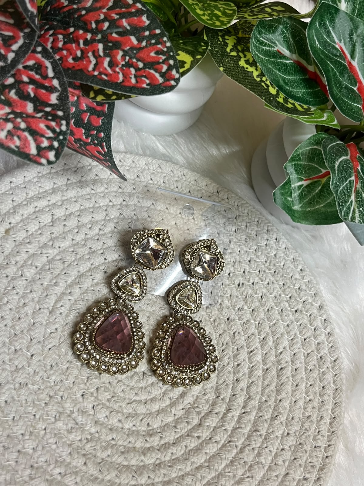 Regal Three-Tier Kundan Drop Earrings