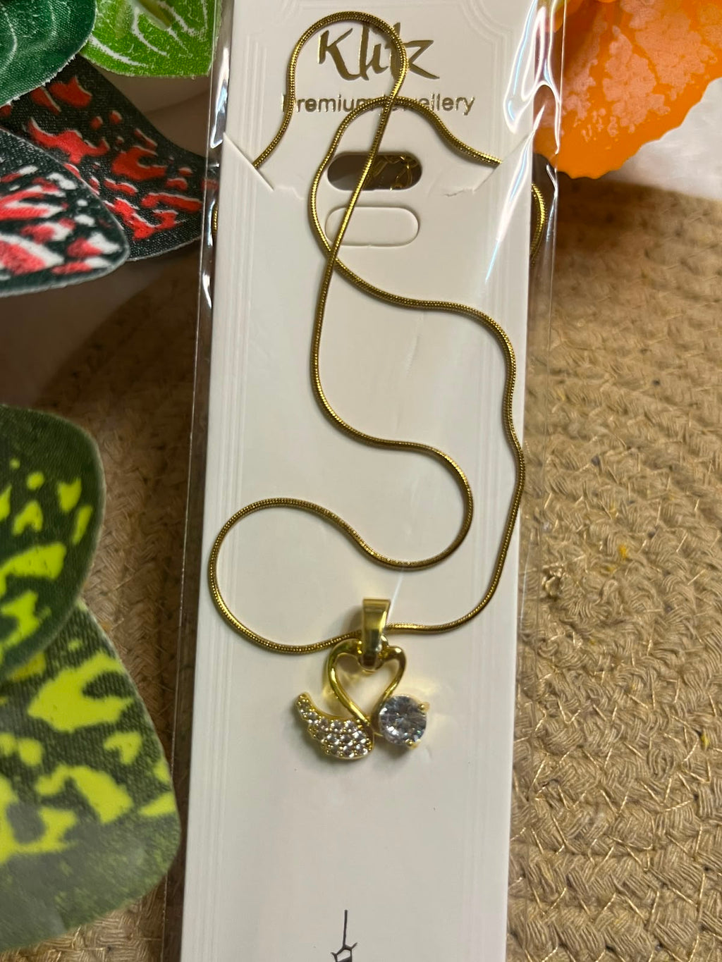 Couple Duck minimal chain pendant set