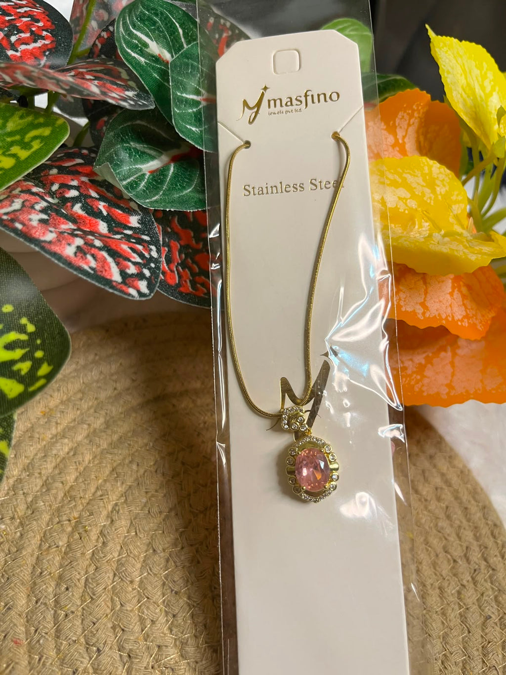 White Oval Shape Diamond minimal chain pendant set
